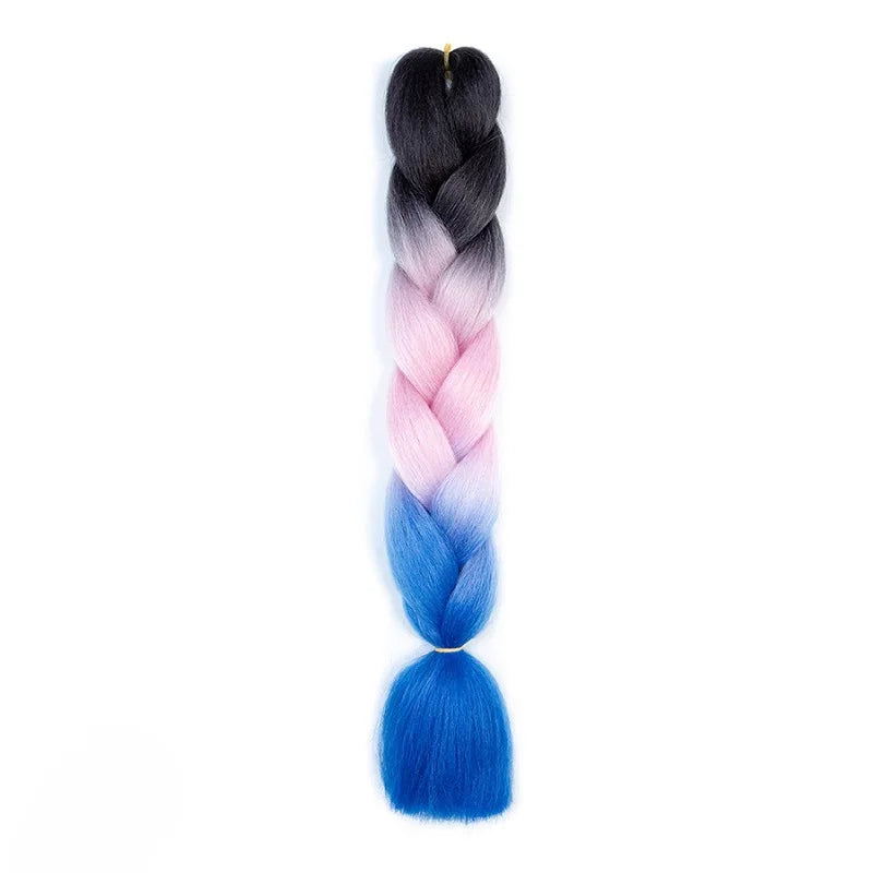 Synthetic 24Inch Jumbo Braids Extensions | Long Yaki Straight Braiding Hair Afro Ombre Color Hair for Women