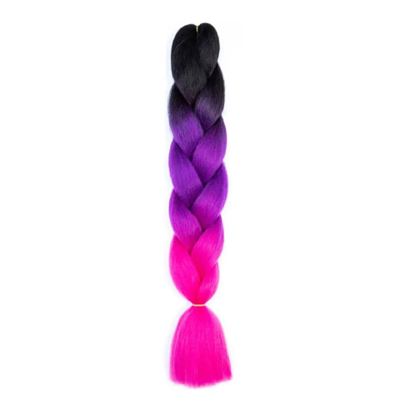 Synthetic 24Inch Jumbo Braids Extensions | Long Yaki Straight Braiding Hair Afro Ombre Color Hair for Women