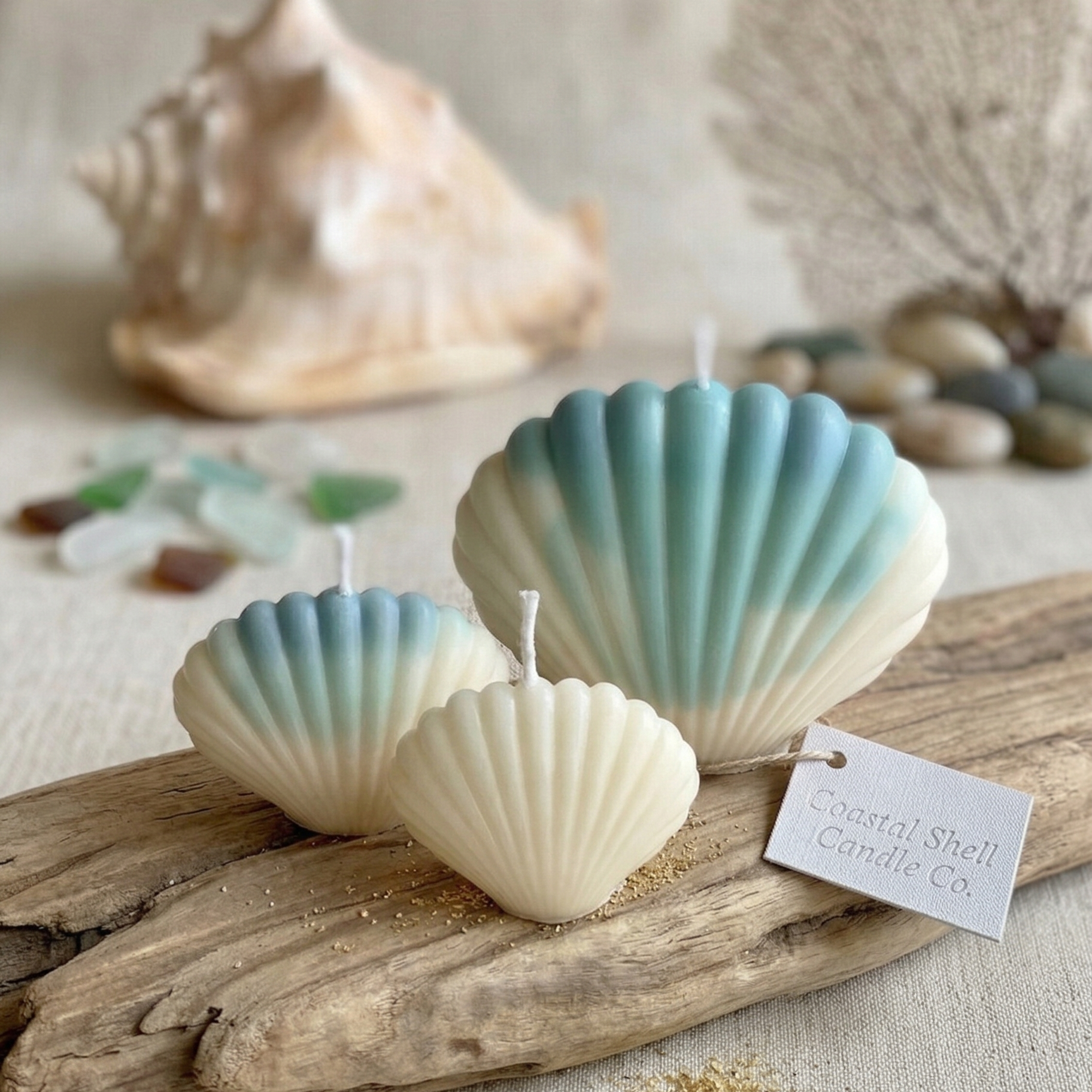 Shell Candle | Handmade Coastal Decor
