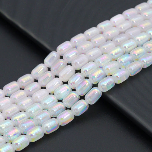 Mystic AB Selanite Beads, 6x9mm drum Cylinder Shape Selanite Beads,15.5" Full Strand,sku#U2345