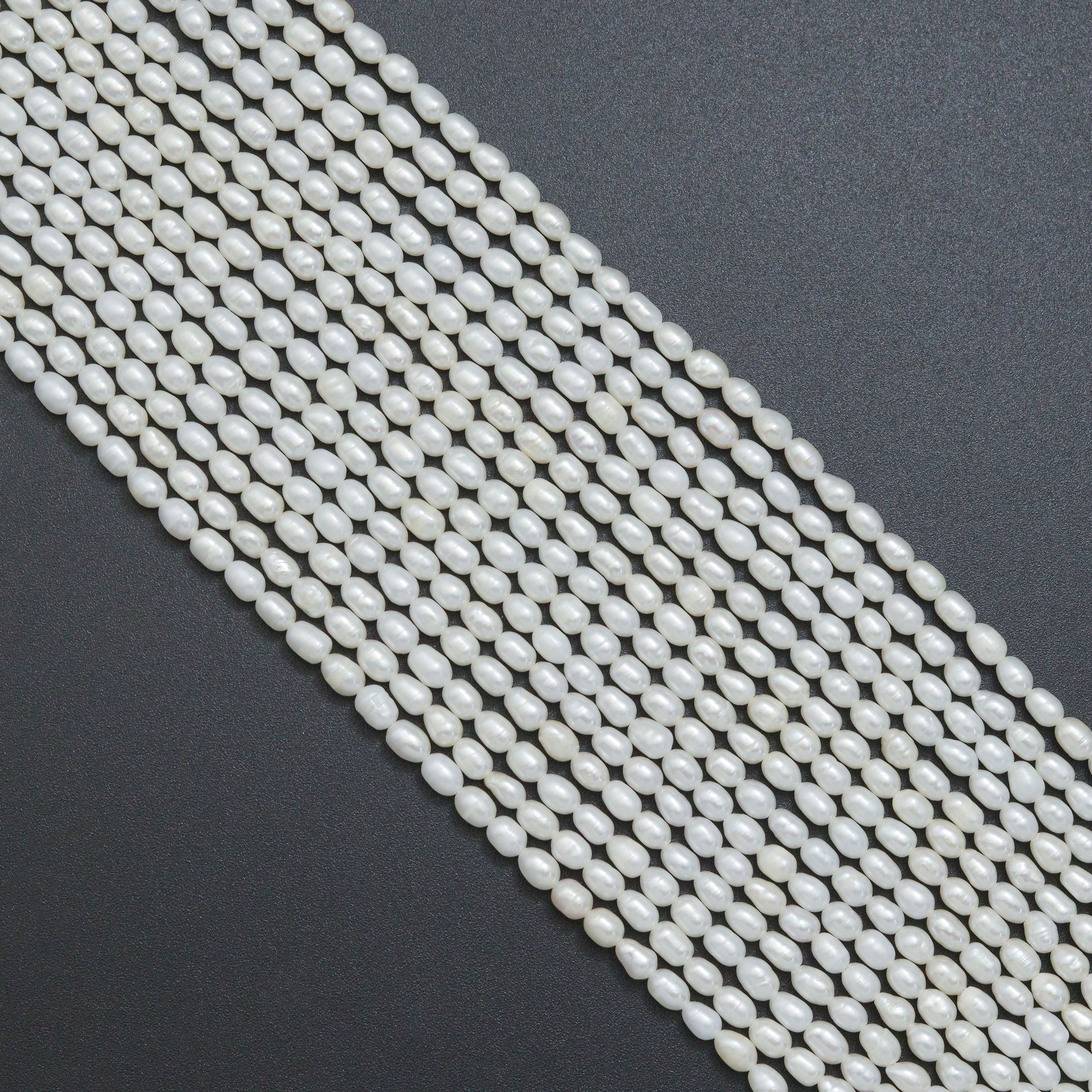 Natural White Freshwater Pearl Rice Shape Pearl, 4-5mm size, 16inch strand, sku#U2369
