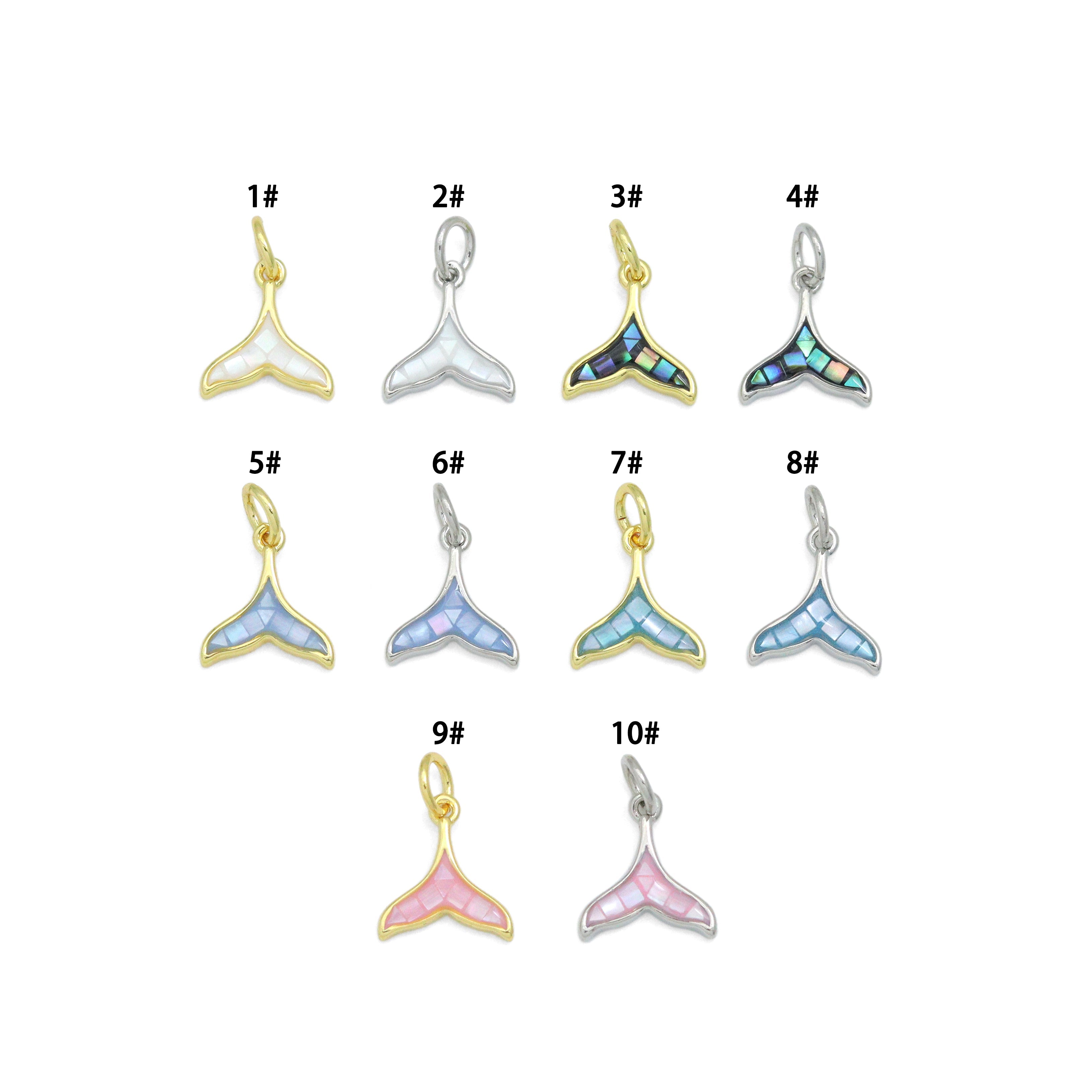 Mother of Pearl Whale Tail Pendant charm, Sku#WL27