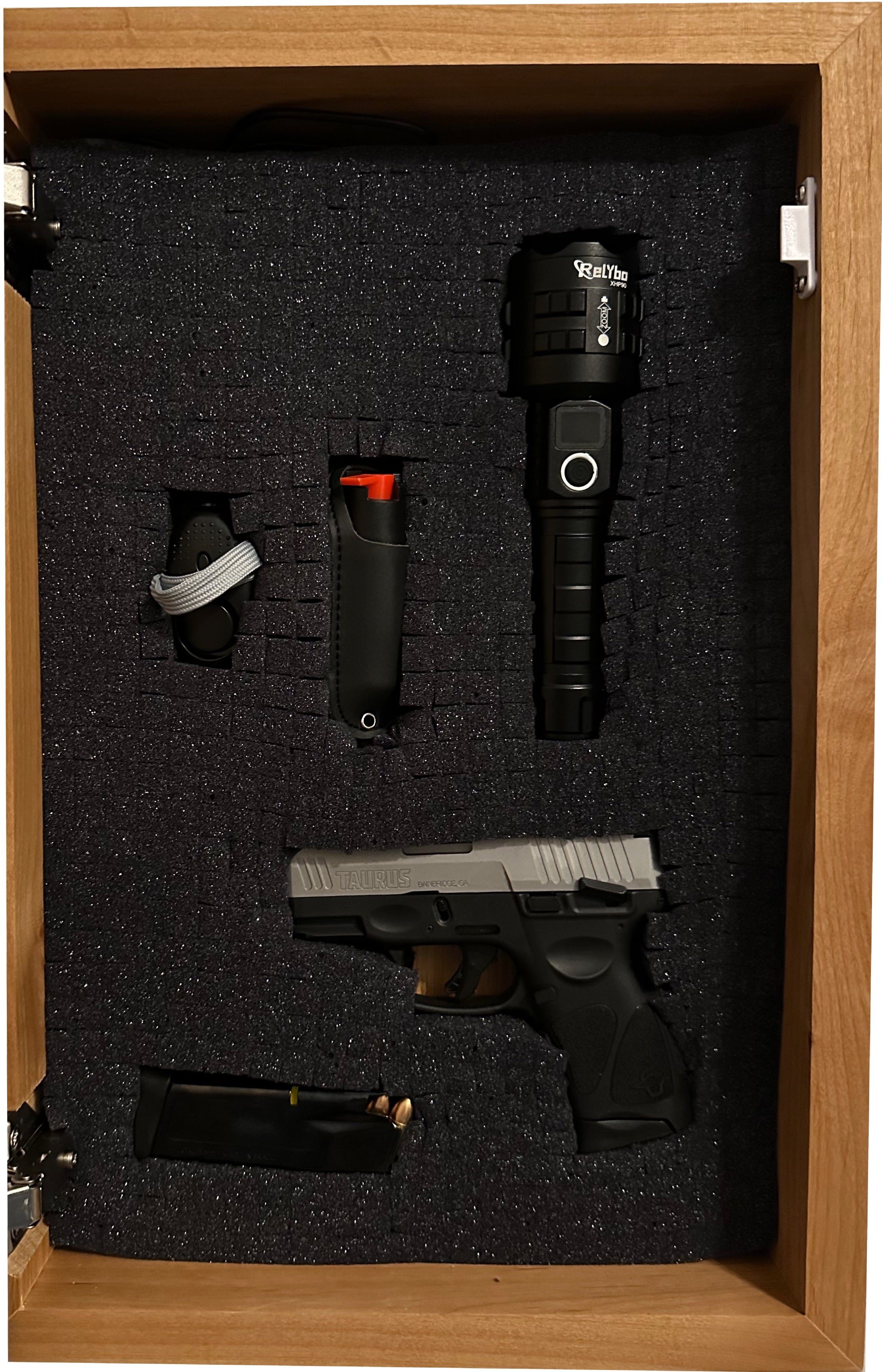 Hidden Gun Storage Cabinet Welcome to Our Home, Jacobean, Concealed Pistol Safe, Concealment Furniture, Handmade in the USA, Home Self Defense