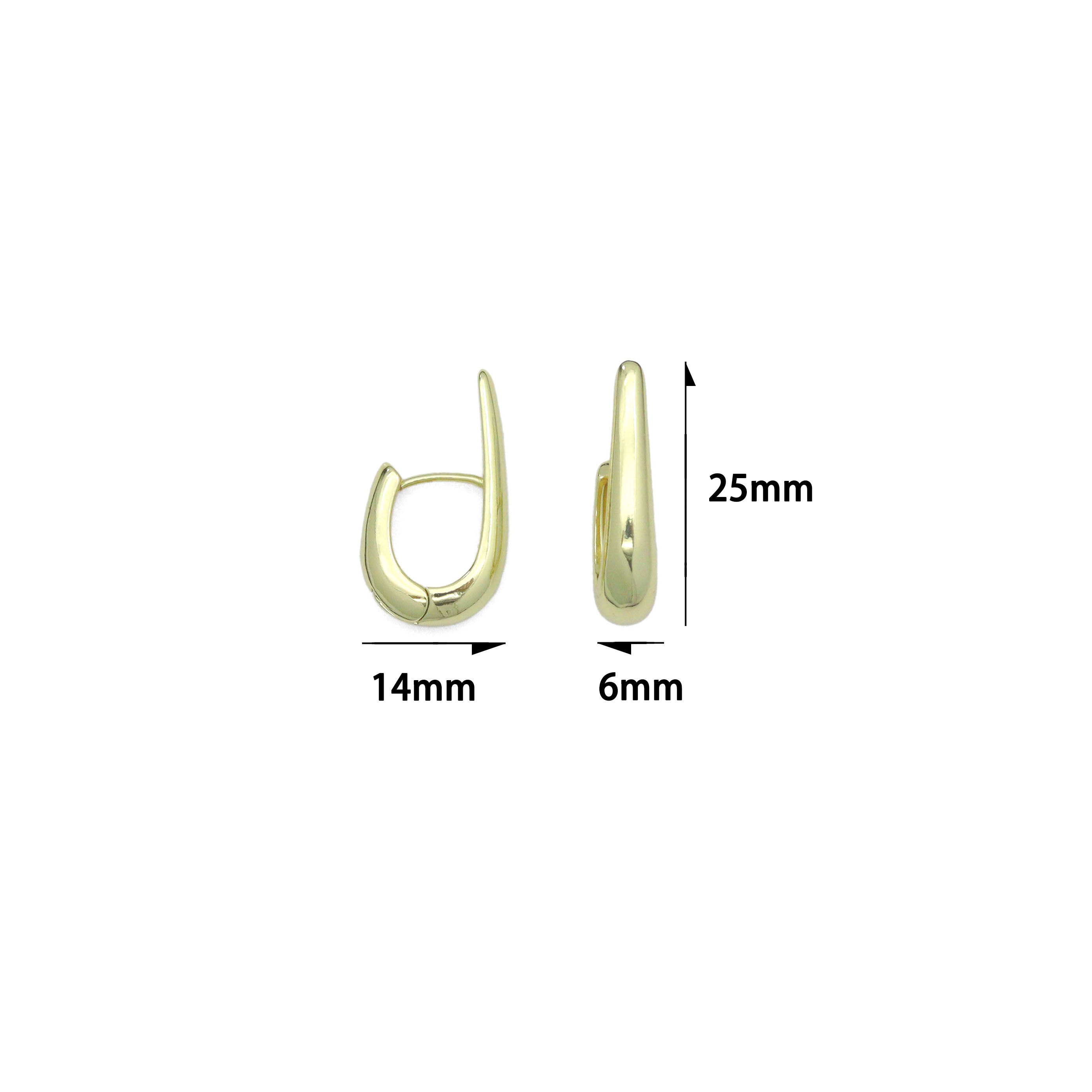 Gold U Shape Hoop Earrings, Sku#Y1059
