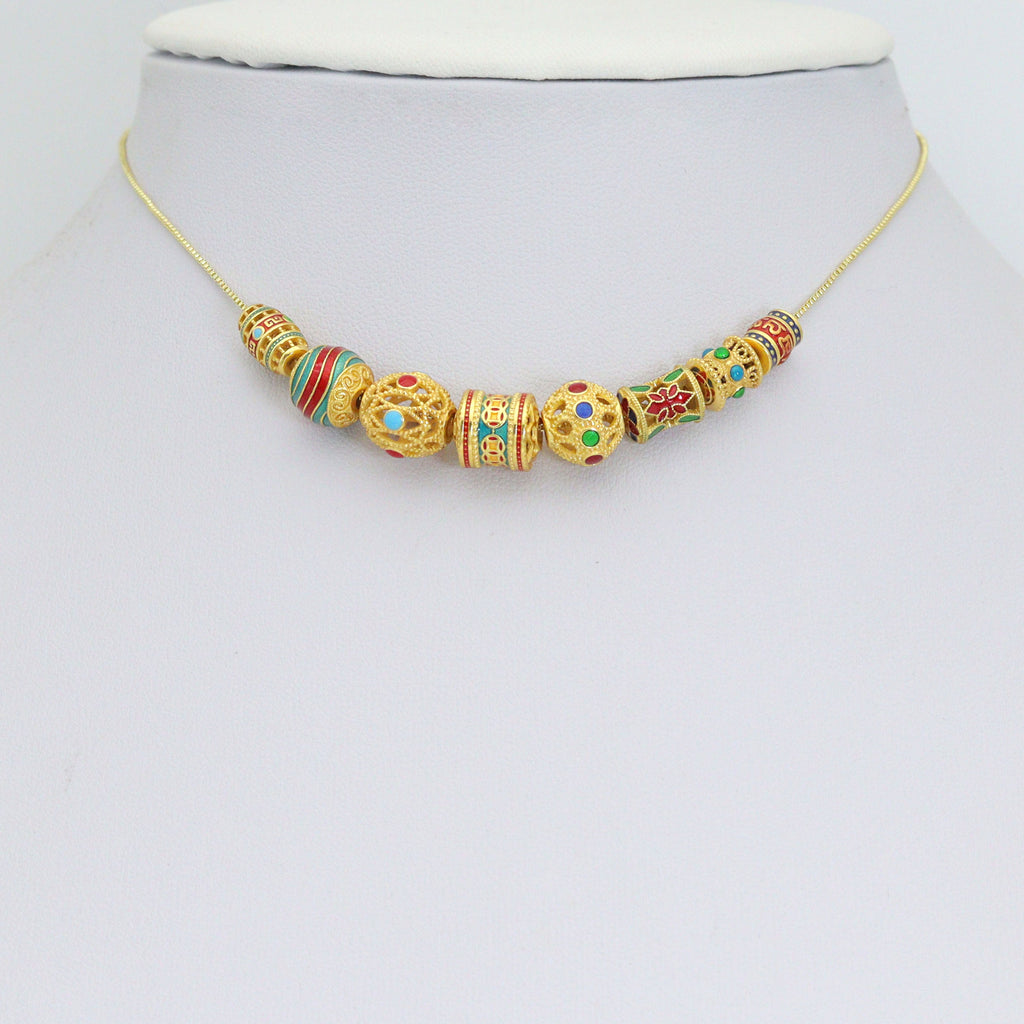 Tibetan-Style Enamel Bead Charm, Colorful Barrel & Round Beads for Jewelry Making, Sku#Y1065