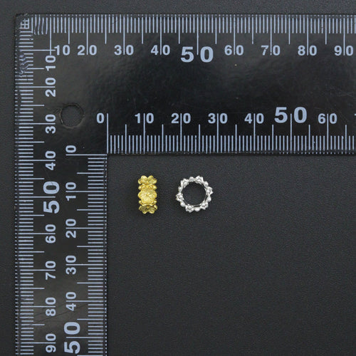 Gold Silver Flower big hole spacer beads, Sku#Y1070C