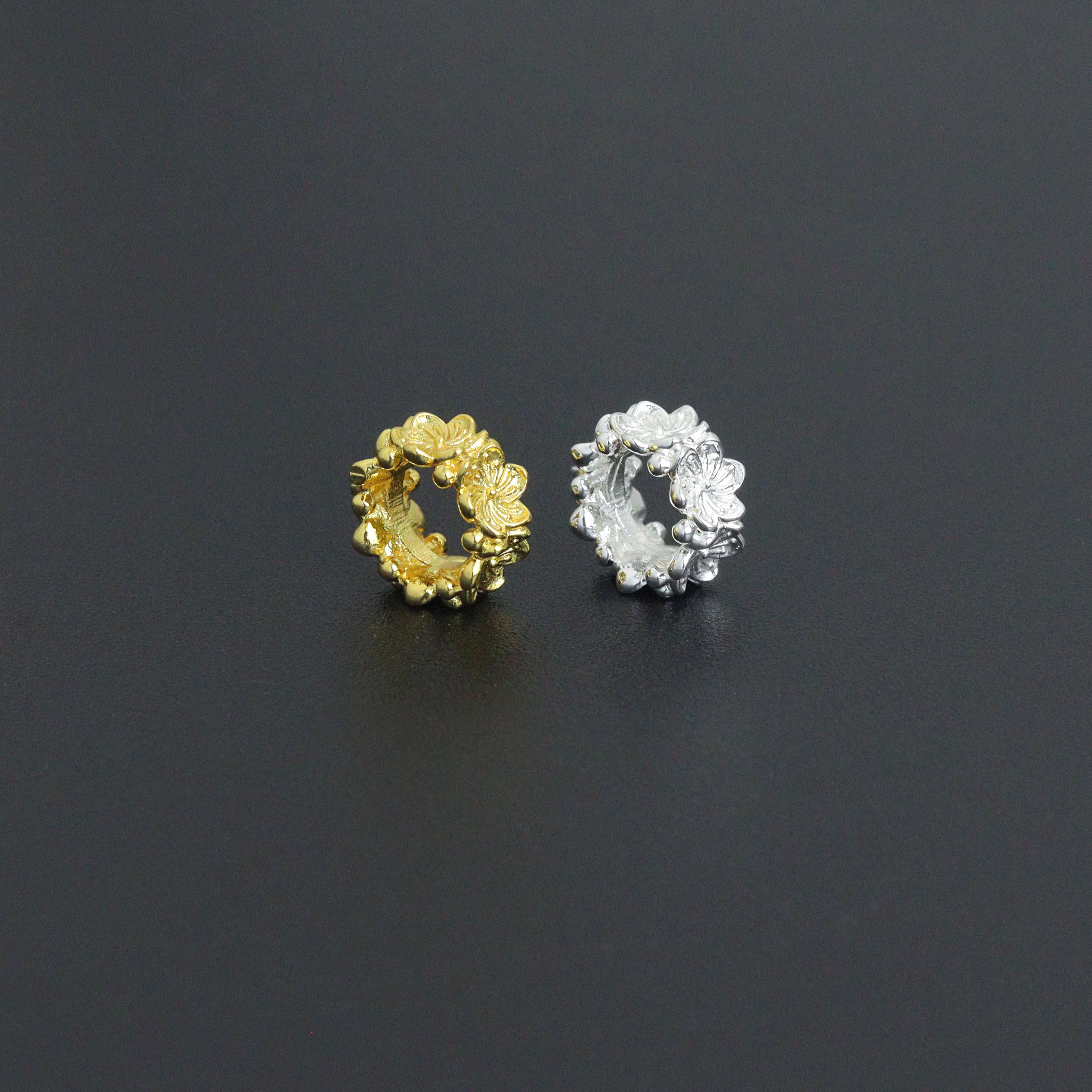 Gold Silver Flower big hole spacer beads, Sku#Y1070C