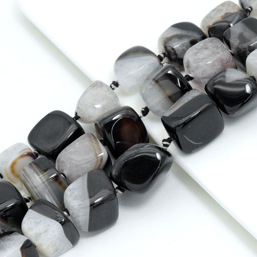 17-20mm Irregular Chunk White Black Druzy Agate, Sku#YK30