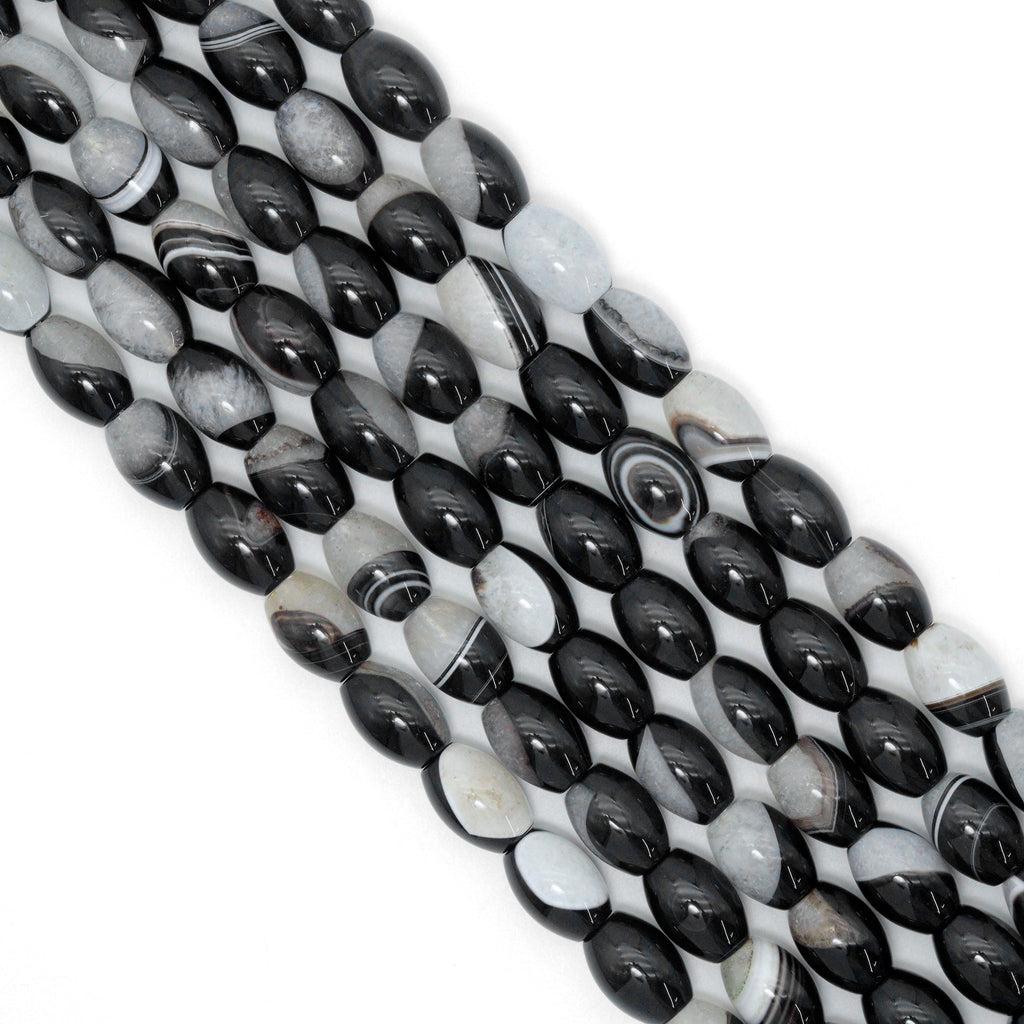 13x18mm Barrel White Black Druzy Agate, Sku#YK31