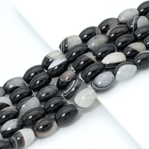 13x18mm Barrel White Black Druzy Agate, Sku#YK31