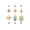 Gold Colorful Enamel Flower Butterfly Heart Oval Pendant charm, Sku#Z1484