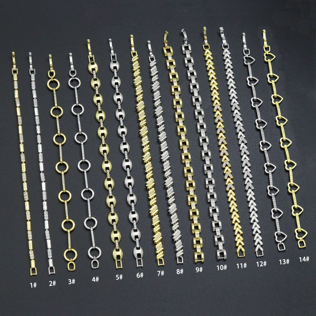 Elegant Link Bracelet Bracelet, Mixed Metal Chain bracelet collection, Sku#ZX235