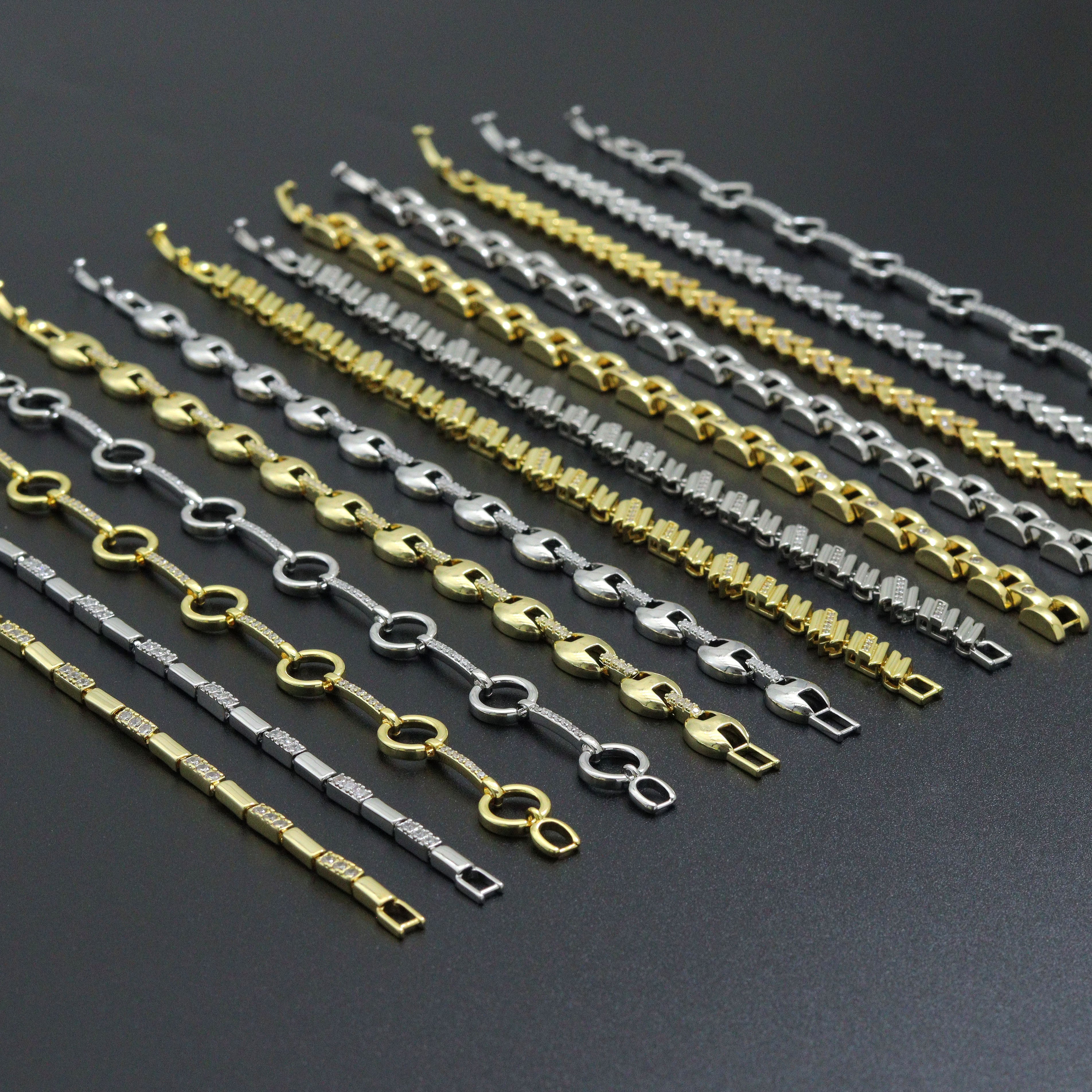 Elegant Link Bracelet Bracelet, Mixed Metal Chain bracelet collection, Sku#ZX235