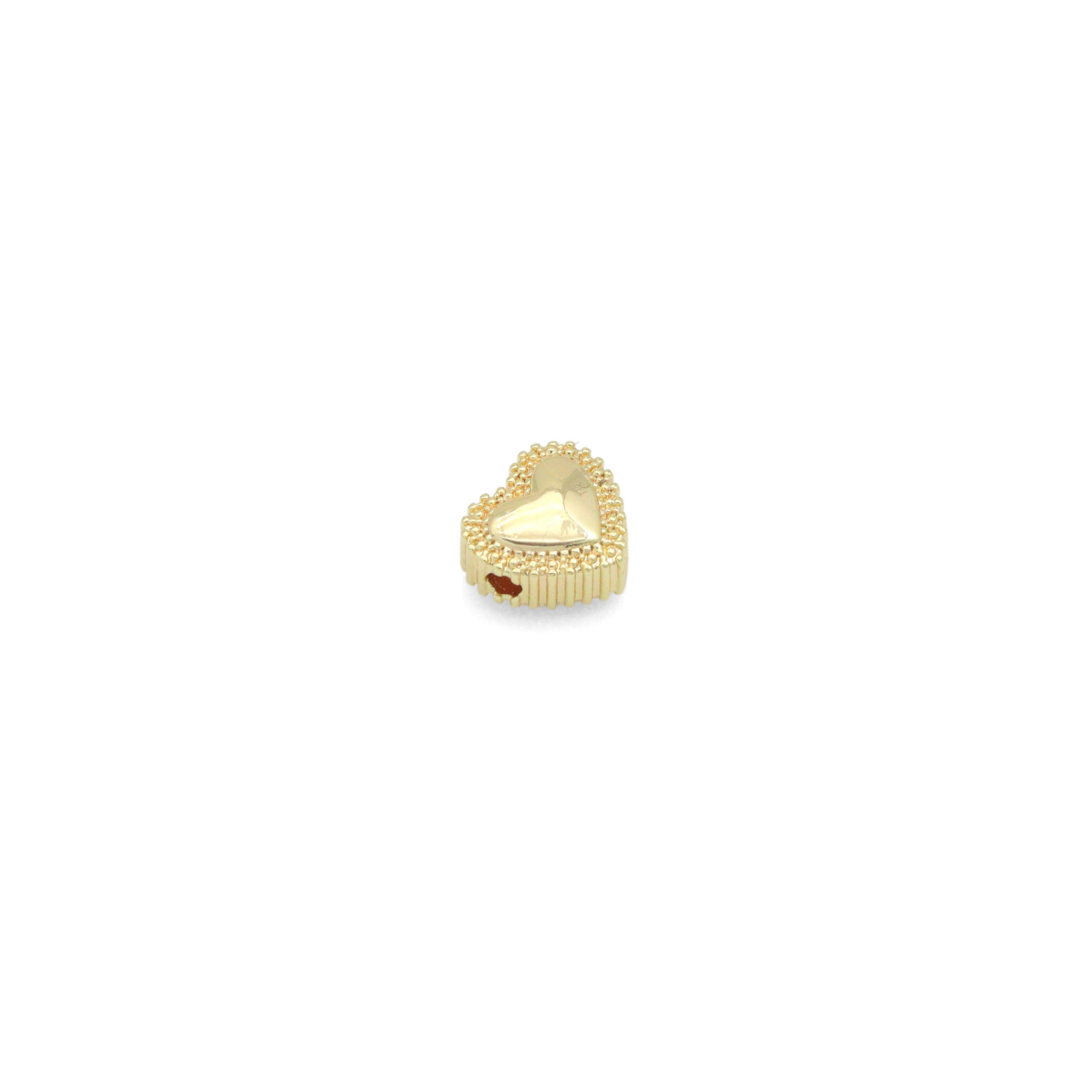Gold CZ Heart Spacer Beads, Sku#ZX99