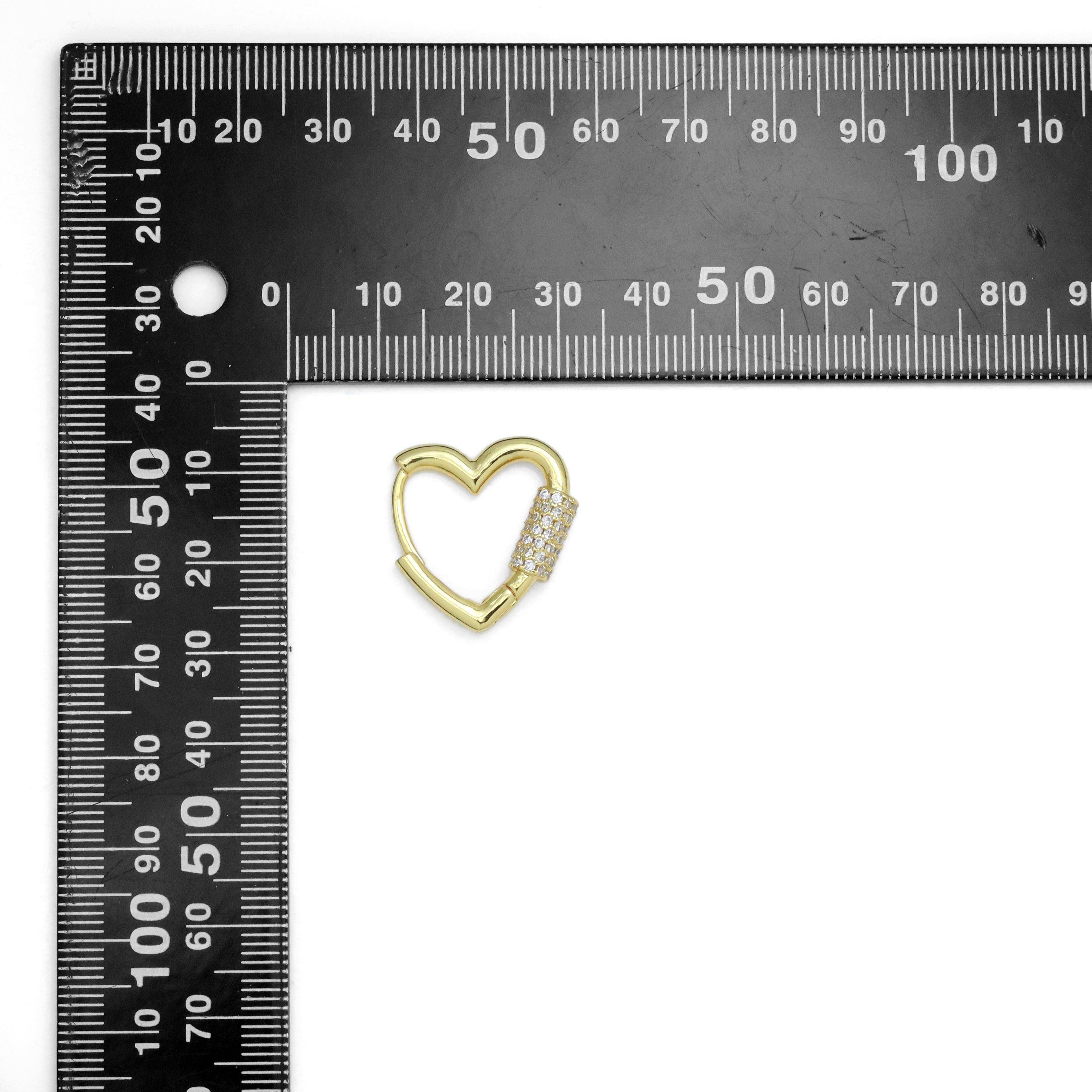 Gold Screw CZ Heart Shape Hoop Earrings, Sku#LX636