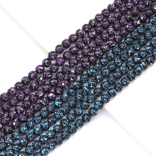 Natural Purple/Blue Hematite Round Smooth Beads, Sku#S158