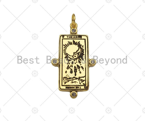 The moon Rectangle Pendant, Dog tag Charm,19x34mm,Sku#Z1348