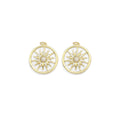 Gold CZ Sunflower Mother of Pearl Coin Charm, Sku#Y904