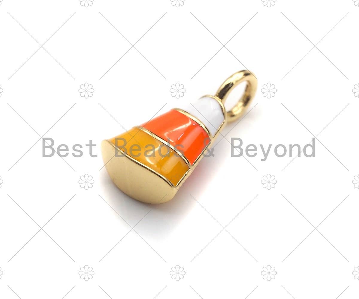Colorful Enamel 3D Candy Corn Pendant, Halloween Candy Corn Charm, Halloween Jewelry, 8x15mm, sku#ML16