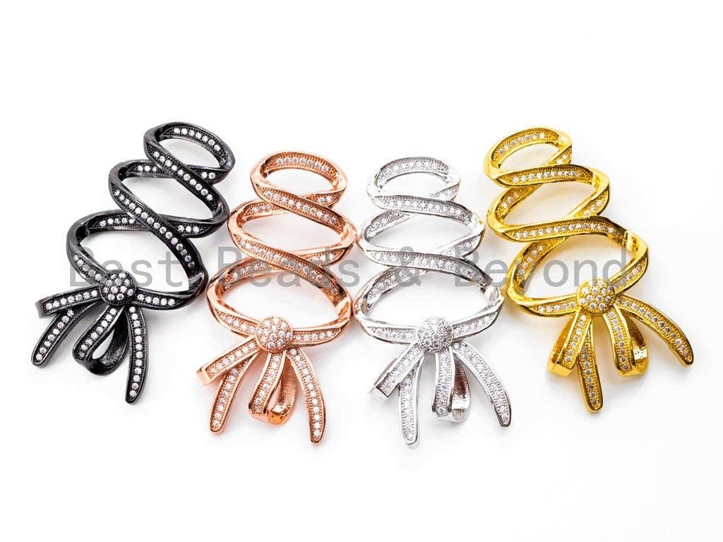 Large CZ Micro Pave Bow Pendant, sku#L171