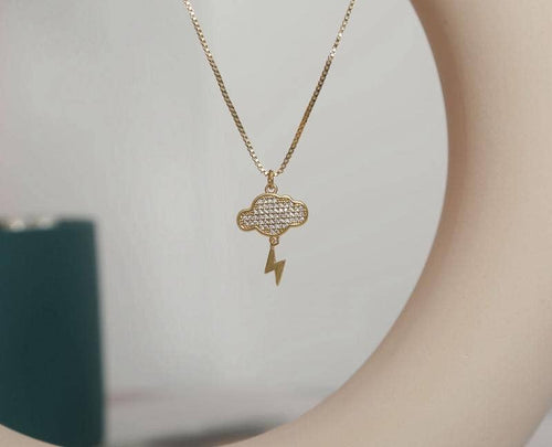 CZ Cloud Lighting Charm, Sku#Z1437