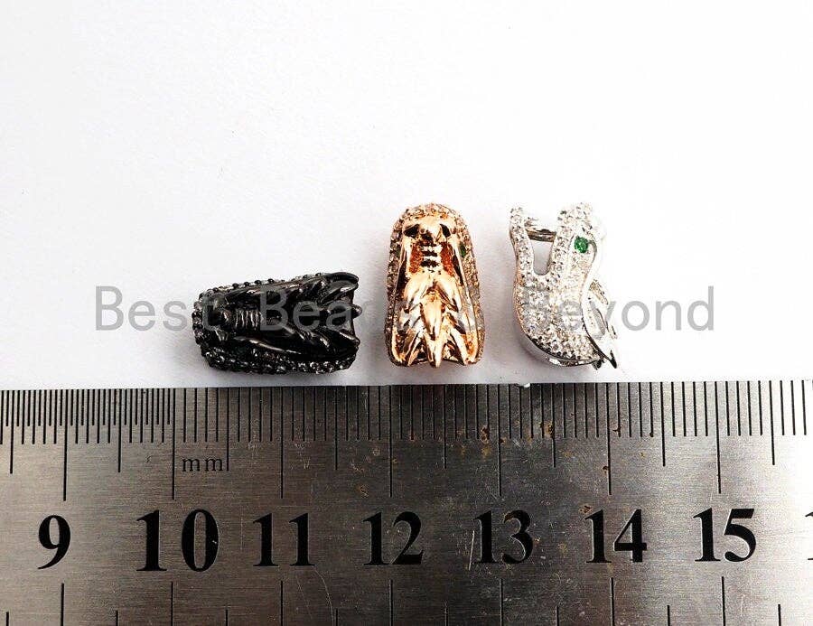 CZ Micro Pave Dragon Head Beads, Cubic Zirconia Spacer Beads, Animal Beads, Men's Bracelet Findings,15mm, sku#Y109