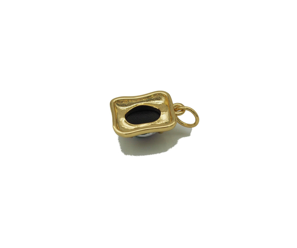 Gold Colorful Oval Crystal On Rectangle Charm, Sku#Y707
