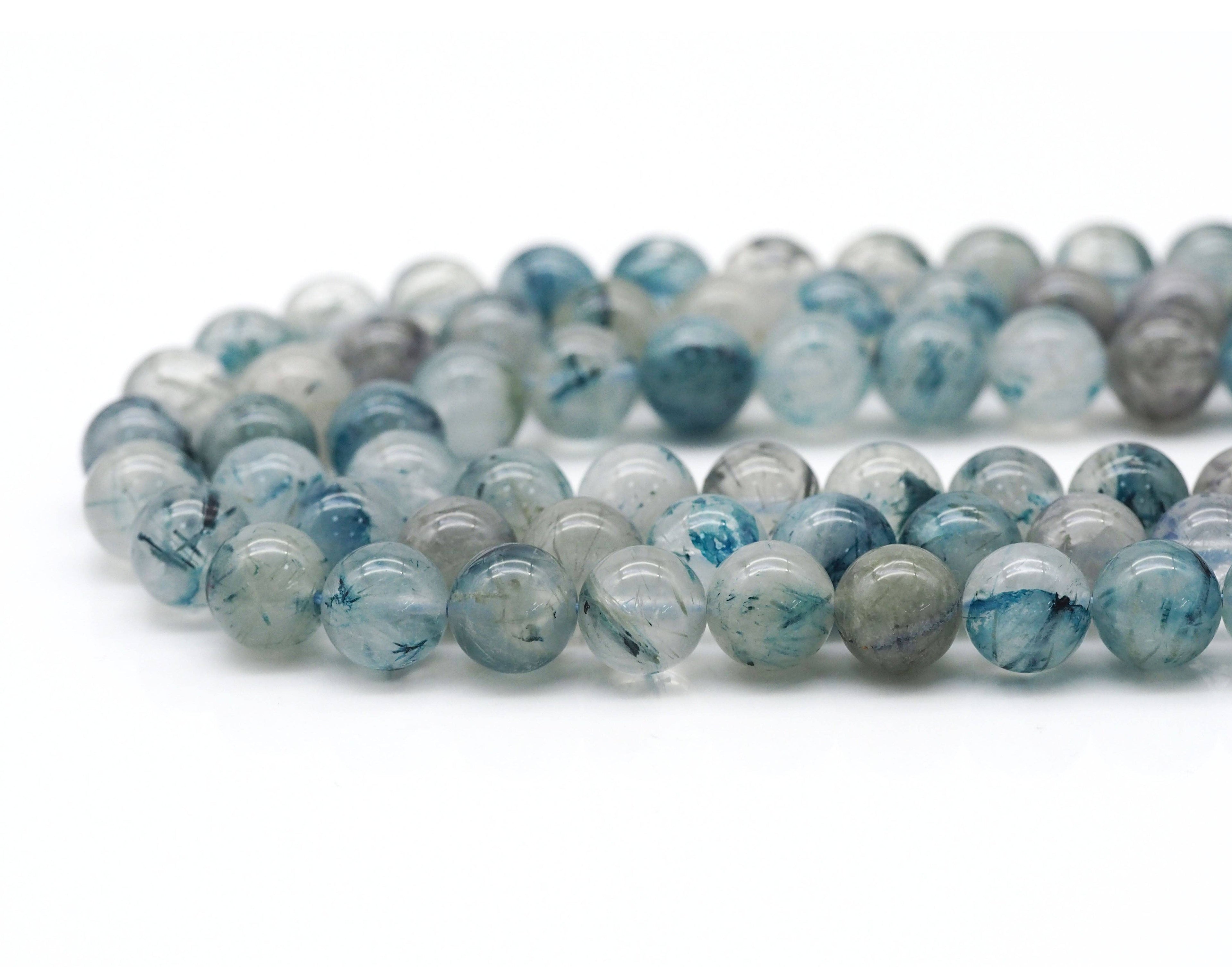 Genuine Blue Rutilated Quartz Round Smooth Beads, Sku#U1360