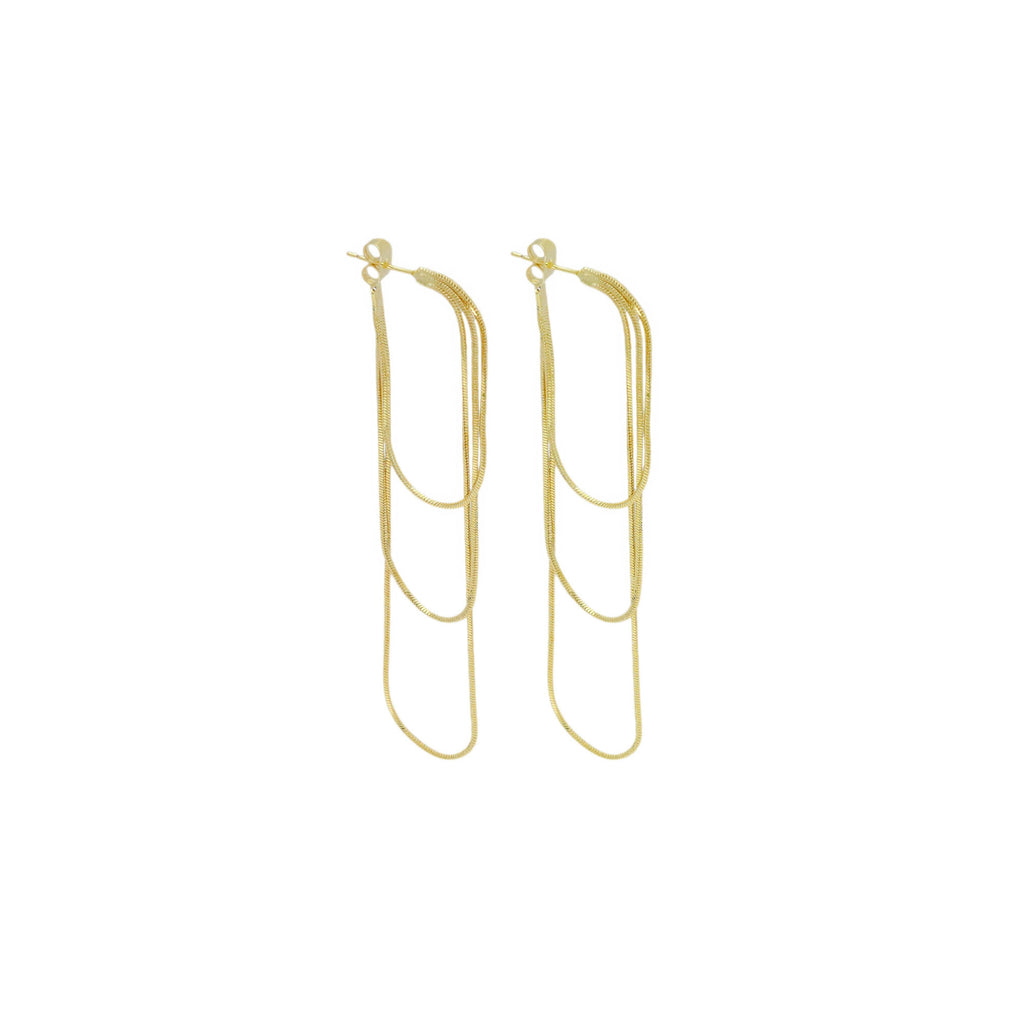 Thin box chain Long dangle Earrings, Sku#Y915