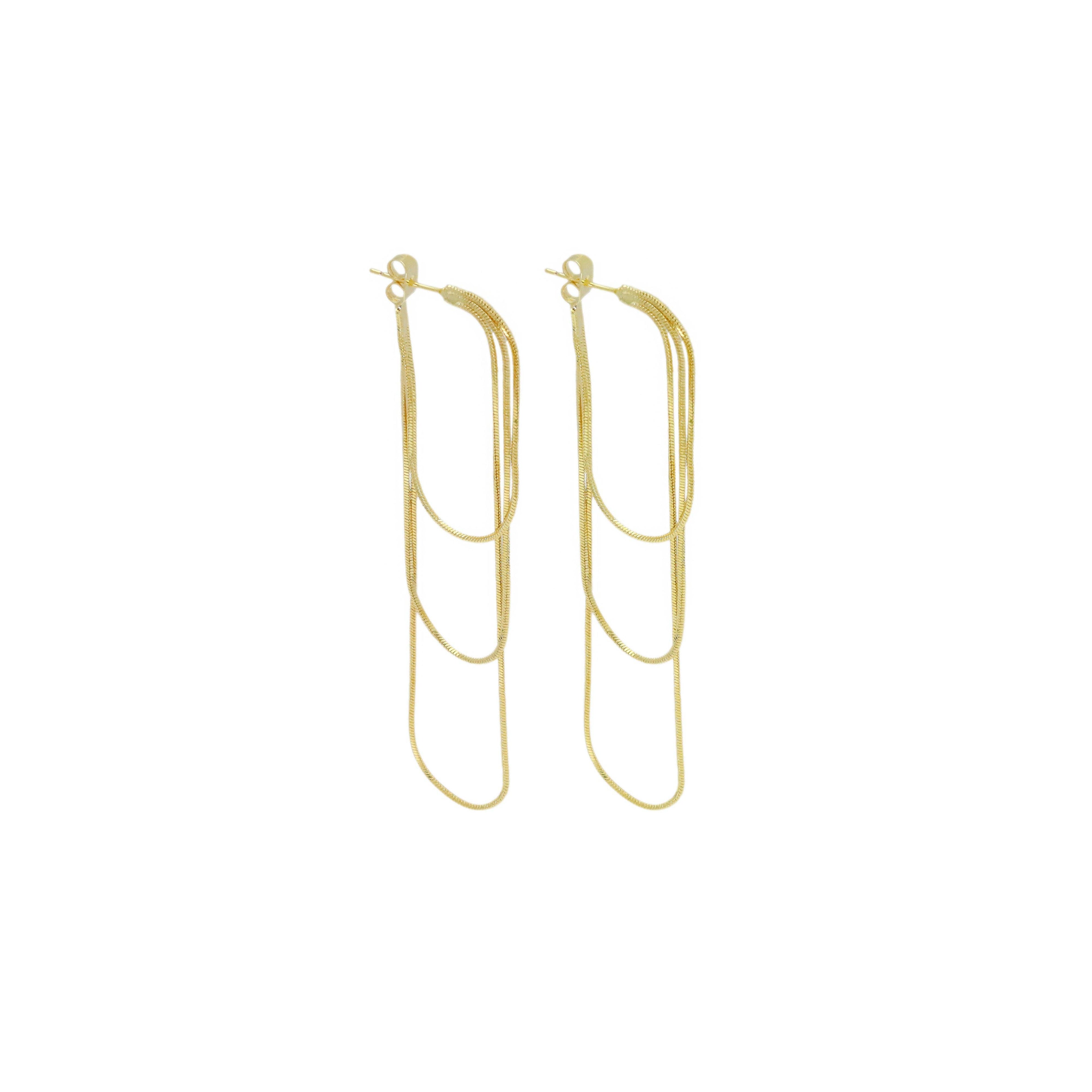 Thin box chain Long dangle Earrings, Sku#Y915