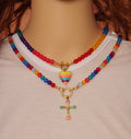 Rainbow Semi-precious Gemstone Necklace,Sku#EF204