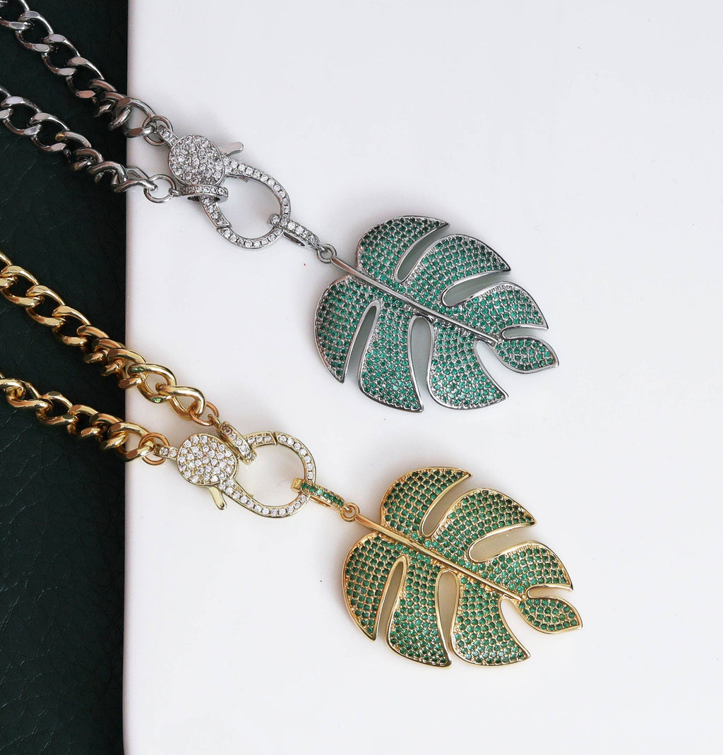 Leaf Cuban Chain Necklace, sku#CL08