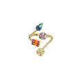 Green Purple Orange Yellow Drop Rectangle Round Dot Ring, Sku#LX494C