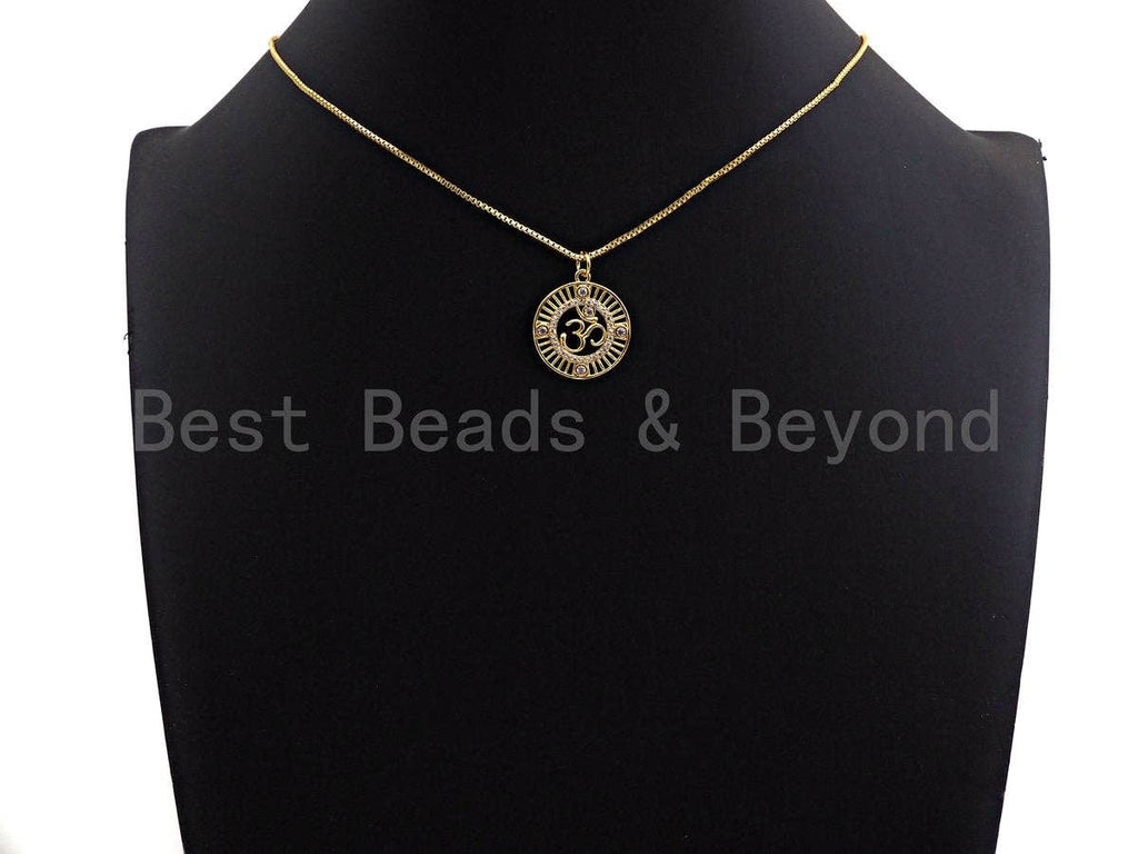 CZ Micro Pave Ohm Sign Charm, Namaste Buddhism Charm, CZ Yoga Charm, 19mm, SKU#Y241