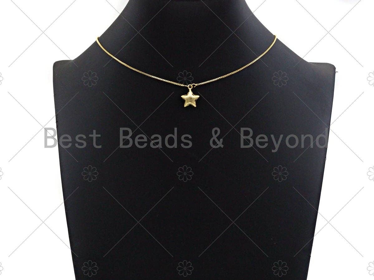Brushed Gold Puffy Star Charm/Pendant, Star Shape Charm, Gold Star Pendant, Gold plated charm, 13mm, Sku#Y329