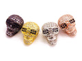 CZ Micro Pave Skull Head with glass Beads, Cubic Zirconia Spacer Beads, 10x13mm, SKU#G173