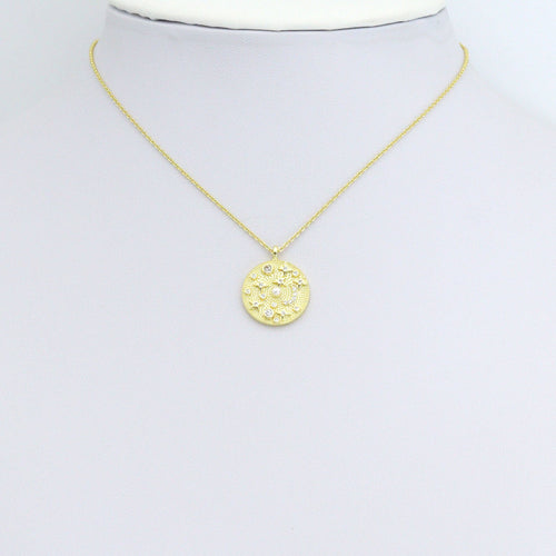 Clear CZ Pearl Moon Star Coin Charm Pendant,Sku#LX861