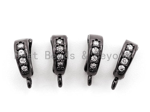 Black CZ Pave On Black Micro Pave Enhancer Bail with Latch-Back Closure, Pave Clasp, Pave Pendant Enhancer, 3x11mm,sku#H117