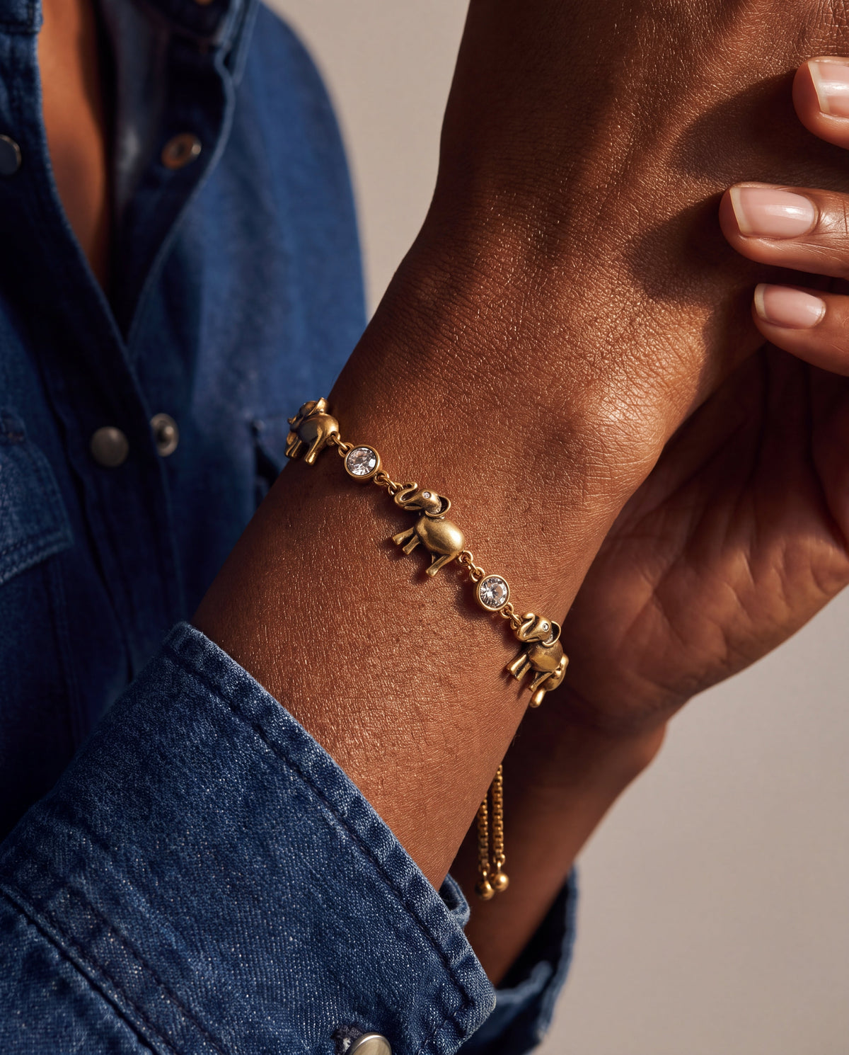 Elephant Crystal Bolo Bracelet