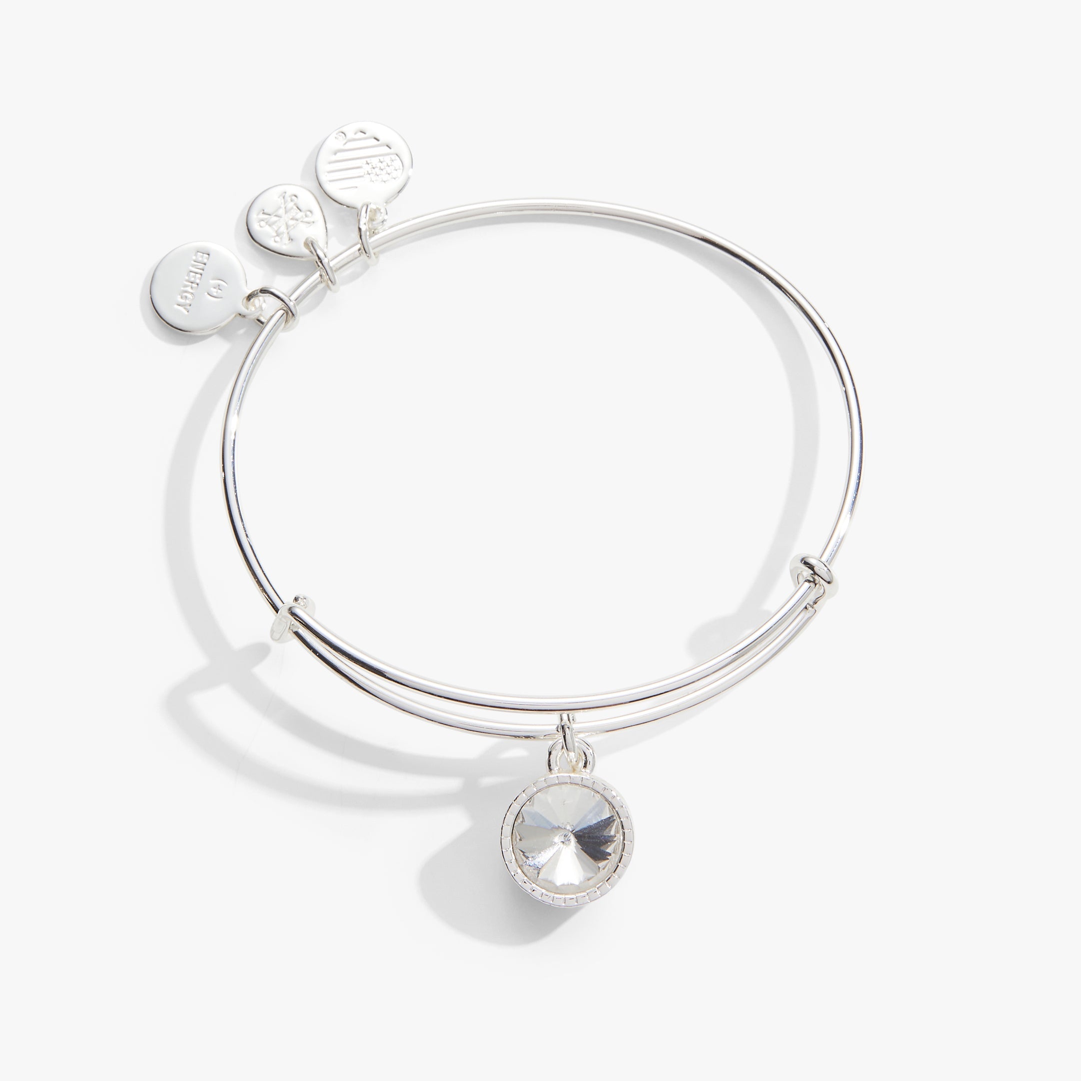 April Clear Crystal Birthstone Charm Bangle