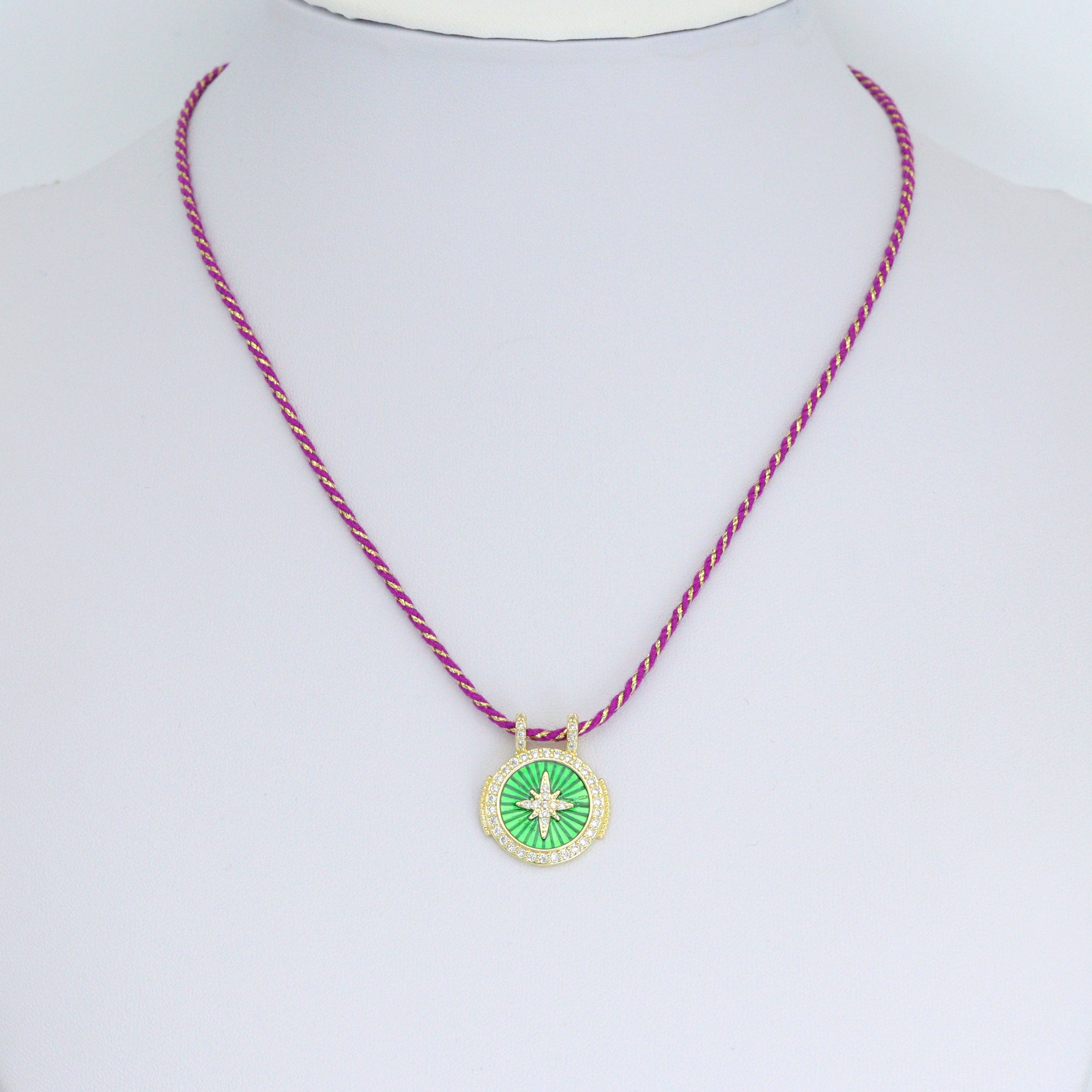 Clear CZ Green North Star Charm Pendant, Sku#FH239