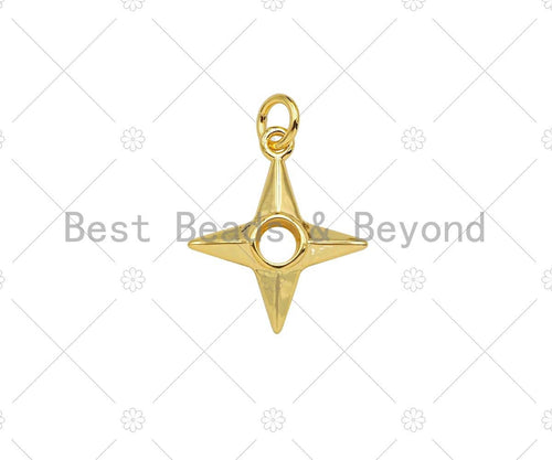 Gold Filled North Star Shape Pendant, 18K Gold Filled Star Charm, Necklace Bracelet Charm Pendant, 15x18mm, Sku#Y447