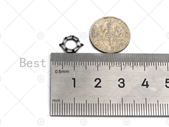 Cute Baguette Clear CZ Micro Pave Round Ring Connector, O Ring Link Connector, Spacer Connector, 8x10mm,sku#Y291