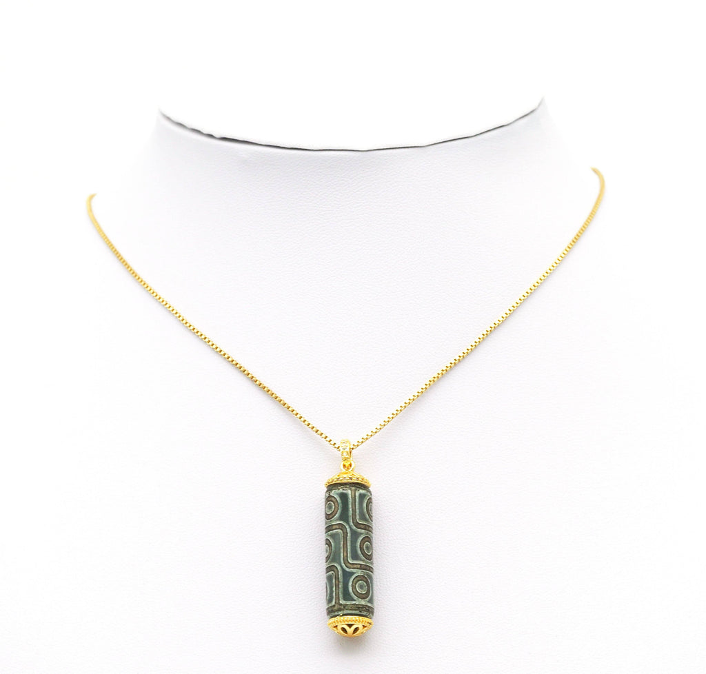 CZ Tibetan Agate Pendant, Sku#EF120