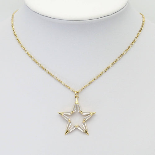 Clear Baguette CZ Gold Five Point Star Charm, Sku#Y821