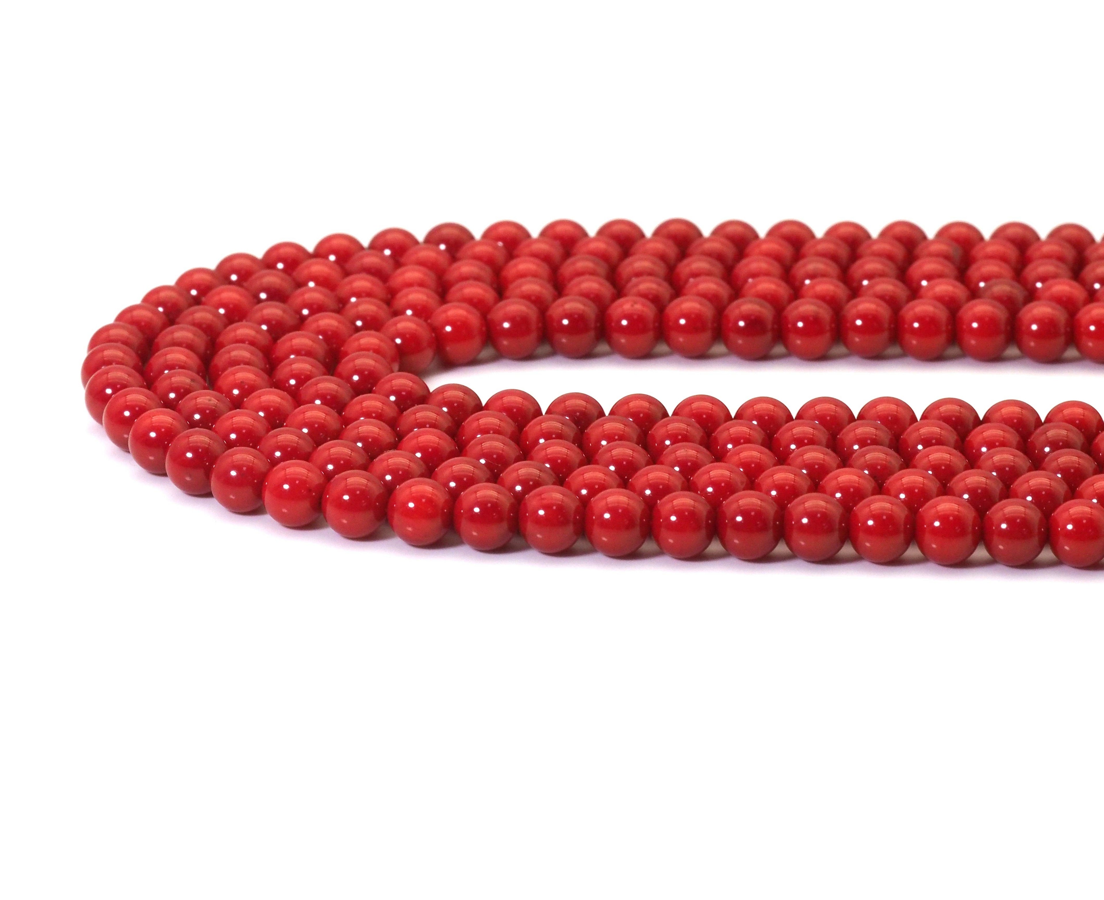 Natural High Quality Red Coral Round Smooth Beads, Sku#U1494