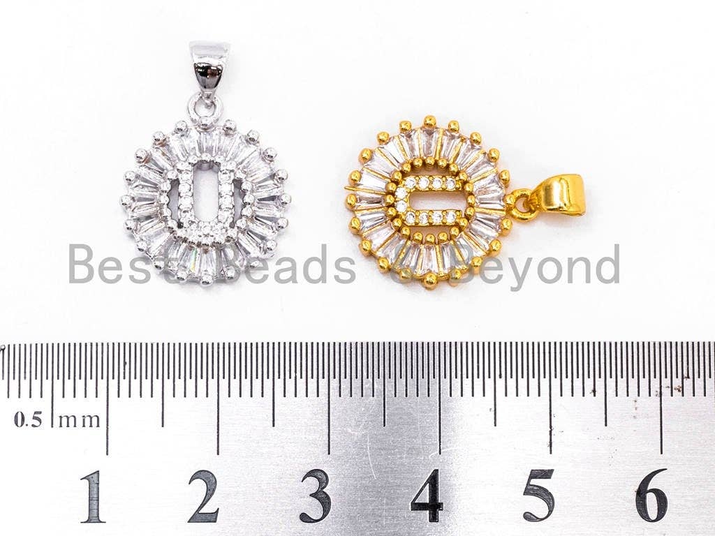 CZ Micro Pave Initial Letter U/ Letter V/Letter W Charm/Pendent,Cubic Zirconia Pave Alphabet  Pendent, Gold/Silver Finish,16x18mm, sku#Z238
