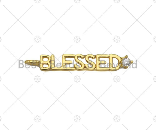 CZ Micro Pave Grateful Blessed Lucky Fuck word Pendant,Sku#Z1309