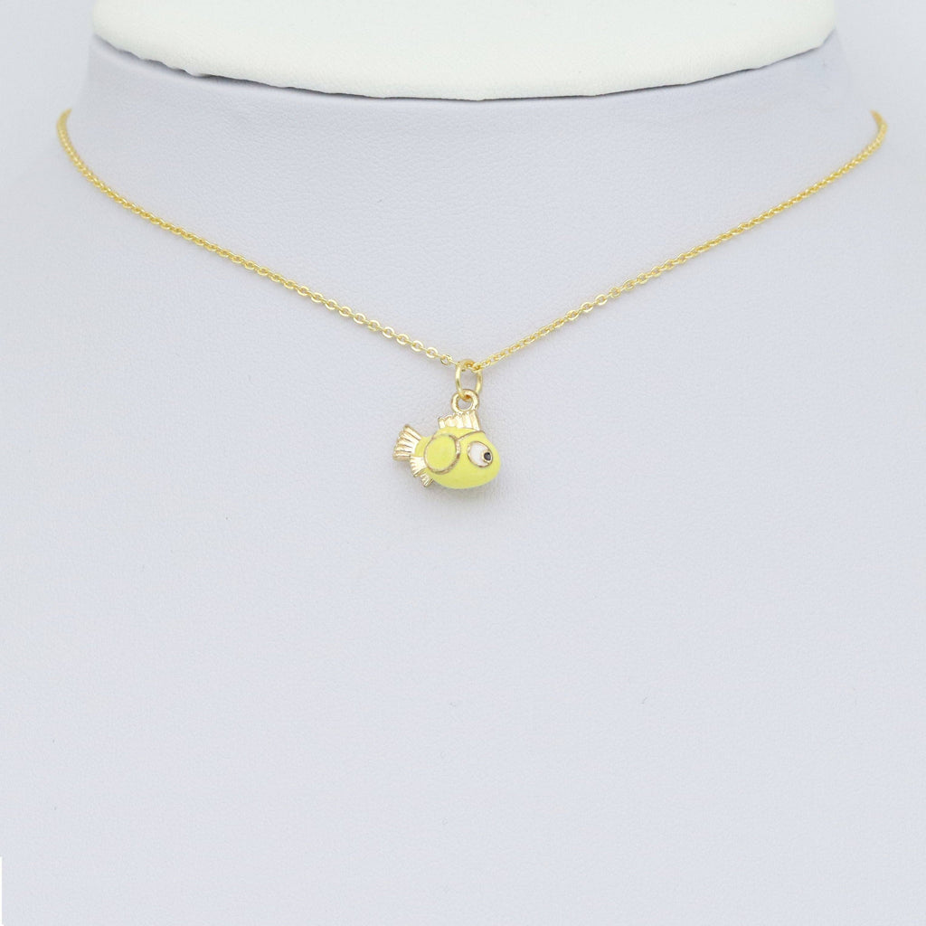 Gold Yellow 3D Fish Charm Pendant, Sku#Y1012