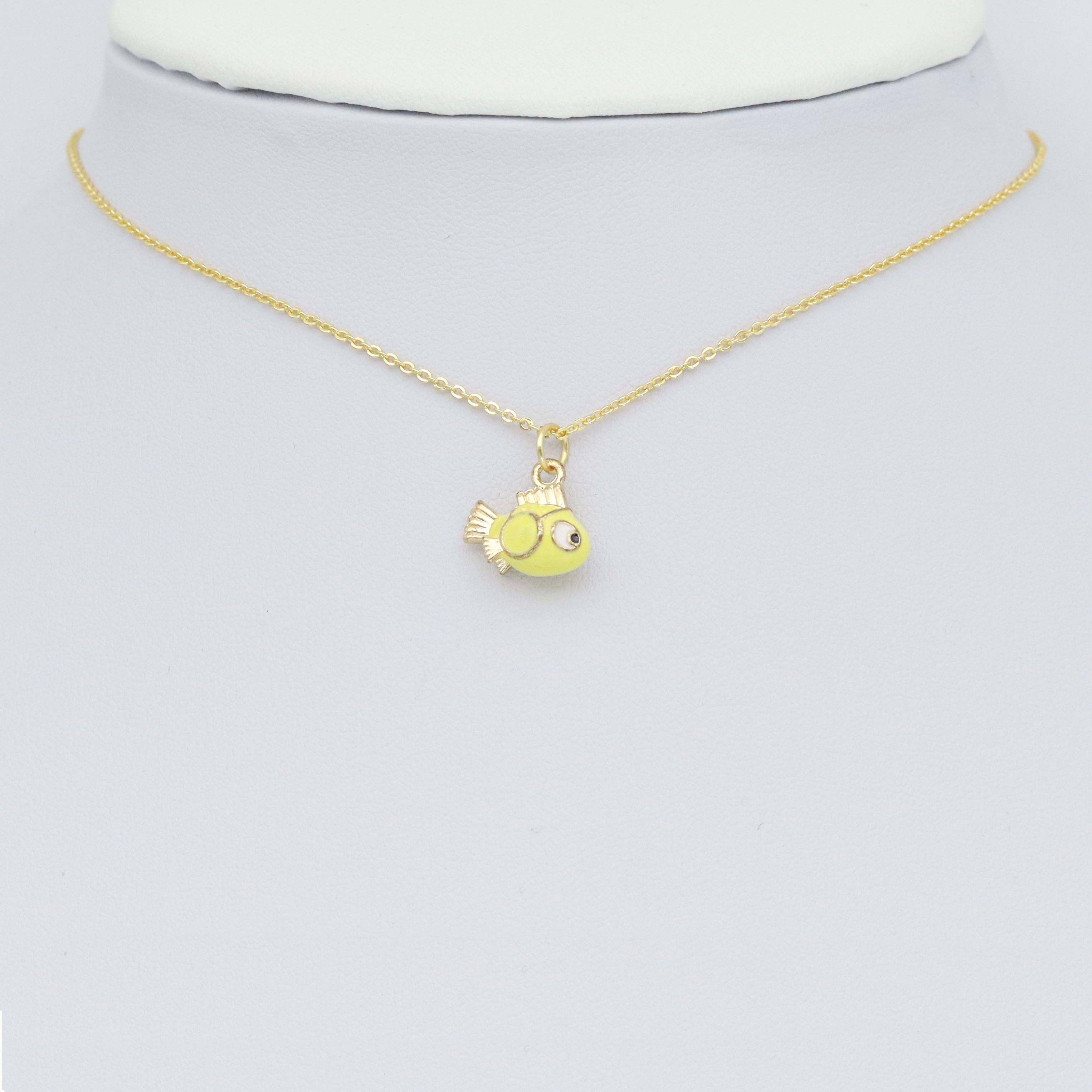 Gold Yellow 3D Fish Charm Pendant, Sku#Y1012